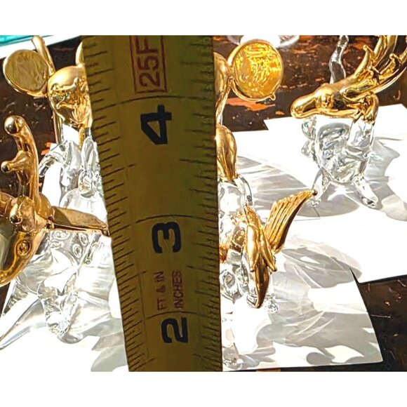 4 Vintage Crystal Animal Figurines 24K Gold Gilded mouse elephant deer Pegasus - Picture 9 of 16